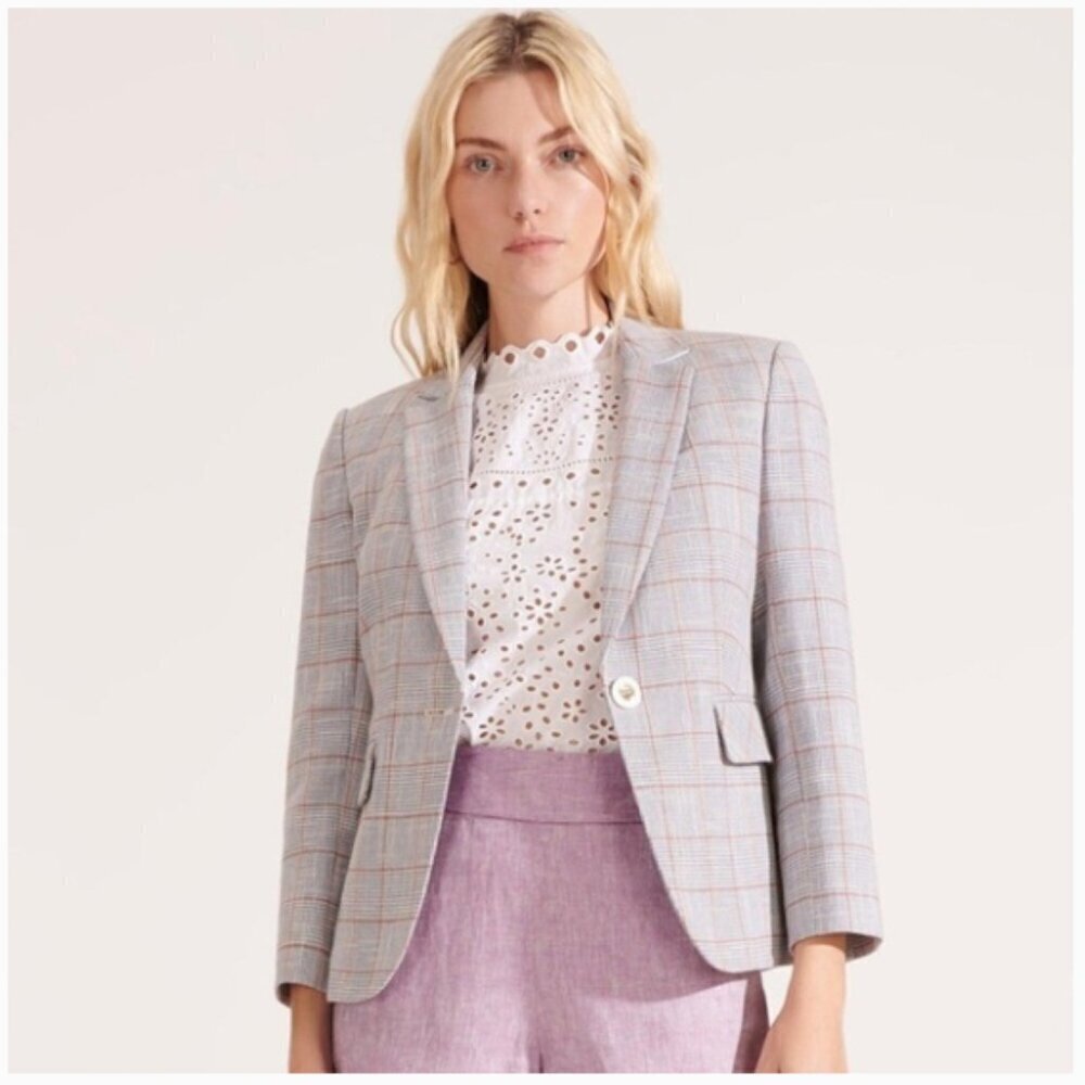 Veronica Beard Schoolboy Dickey Blazer Grey Plaid Size 2